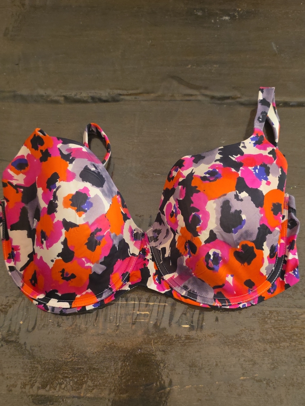 (38D) La SENZA Orange Pink Purple Printed Underwire Bra So Free Floral Abstract